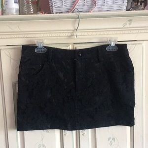 Black lace mini skirt